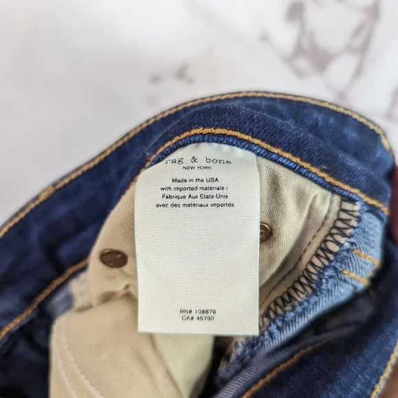 Rag & Bone Nina High Rise Skinny Jeans Marine Blue Dark Wash Denim - Picture 7 of 10